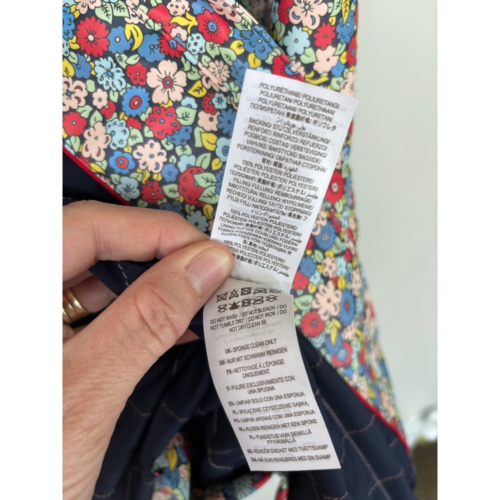 Boden Floral Hooded Raincoat Multi Color Ditsy Flower Quilted Lining Jacket US 8 - Picture 5 of 11
